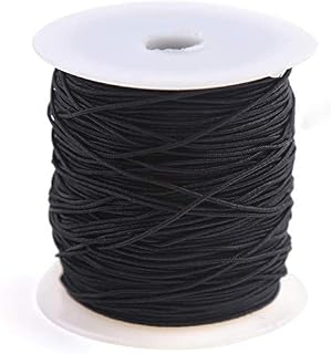 DERAYEE 100 Meters 1mm Elastic Cord Beading Cord,Stretch Fabric Craft String Sewing Thread for DIY Crafts Bracelets Necklaces, Black