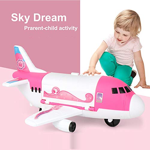 Tuko Transport Cargo Airplane Car Toy Play Set for 3+ Years Old Boys and Girls(Pink)