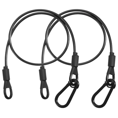 2 Pcs Steel Cable with Loops and Carabiner Hook, Safety Cable Lock Vinyl Cover Coated Stainless Steel Wire Rope Flexible Heavy Duty Security Cables for Luggage Bike Camping Bird Feedersï¼ˆ23.6\" Lengthï¼‰