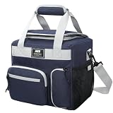 MIER Large Lunch Box for Men Women Adult Insulated Soft Sided Cooler 24 Can Leakproof Lunch Bag Collapsible for Work Travel Camping Beach, 15L (Blue-No Luggage Strap)