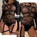 NewBull Damen Body Harness BH Mode Durchgehender Mesh Bodysuit mit Verstellbaren Breiten Trägern Punk Cut Out Harness Körper Voll Riemchen Dessous Damen Harness Strappy