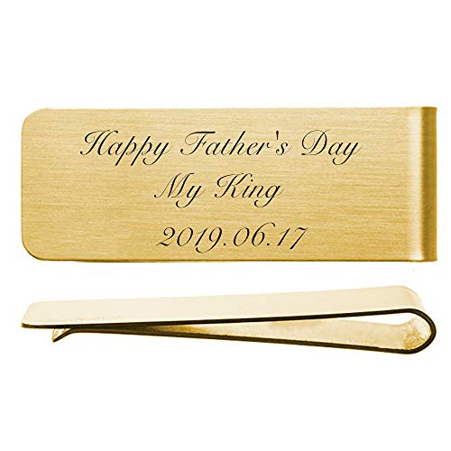 LONAGO Personalized Stainless Steel Money Clip with Photo Engraving Any Name Word Symbol Custom Picture Cash Clip Gift for Men Father's Day Gift (yellow Color-Small Size)2