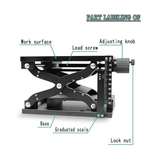 Precyzyjna ręczna platforma podnośna, 110mm Stroke Lab Jack, 66lb Pojemność Aluminium-Axis Riser z blokującym kółkiem ręcznym do montażu mikroskopu i sprzętu optycznego