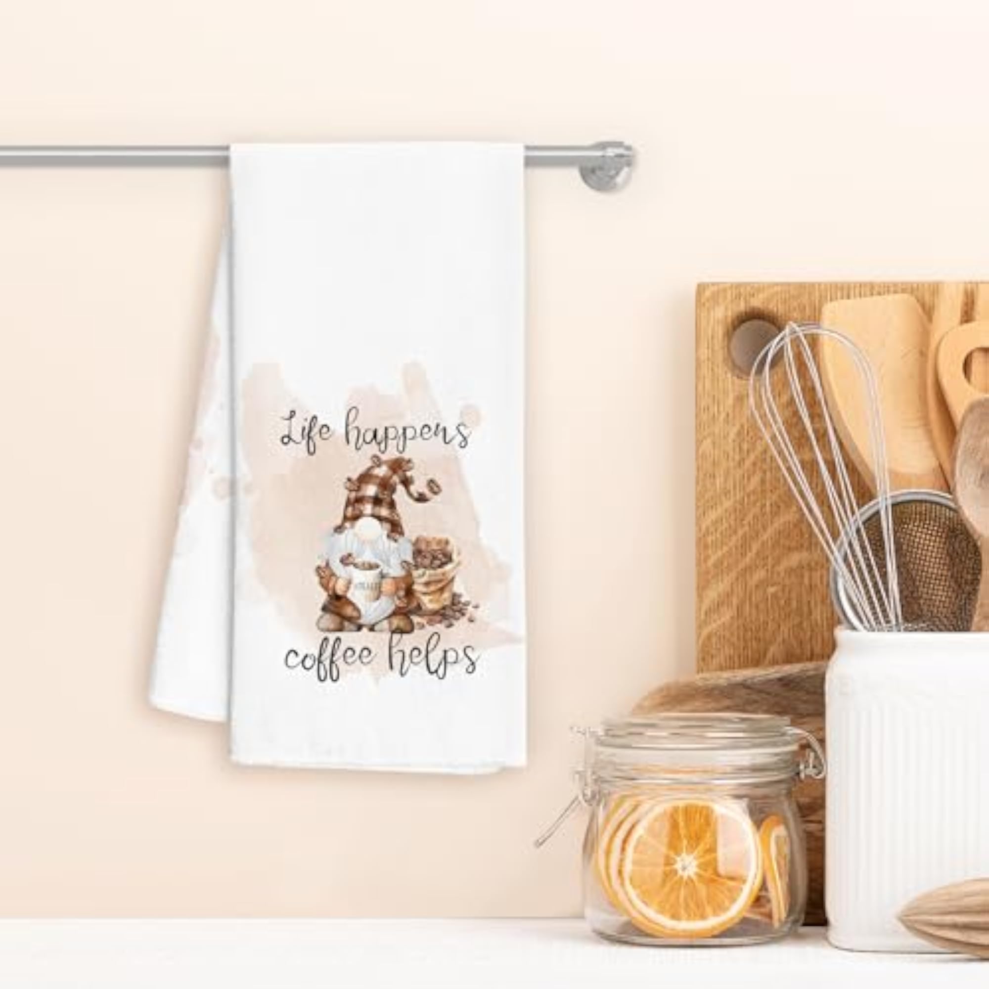 Coffee Gnomes Kitchen Towels, Decorative Hand Towels