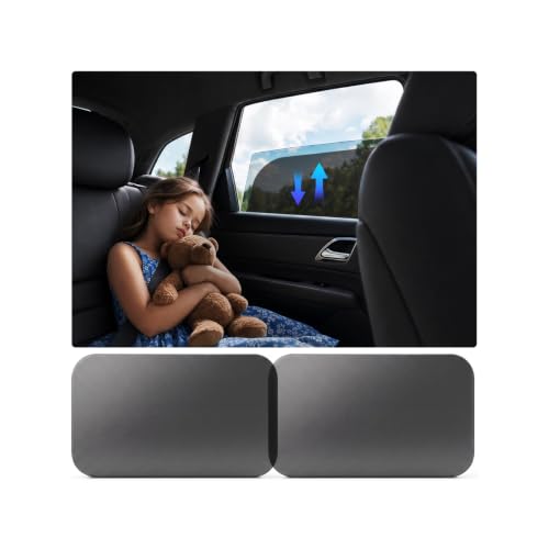 Image of Car Window Shade for Baby, Roll Windows Down, Static Cling Window Covers | 2PCS-Static Cling Car Shades for Side Windows|No Glue No Residue|Rear Car Window Sun Shade for Babis, Pets, Fit for Most Cars