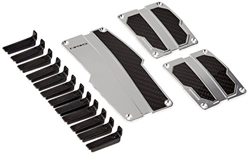 NRG Innovations PDL-100SL Silver Brushed Aluminum Sport Pedal with Black Carbon MT