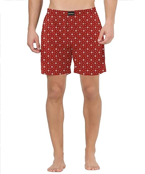 Image of Alenza Mens Pure Cotton Boxer Shorts in Different Color (Pack of 1 Piece)