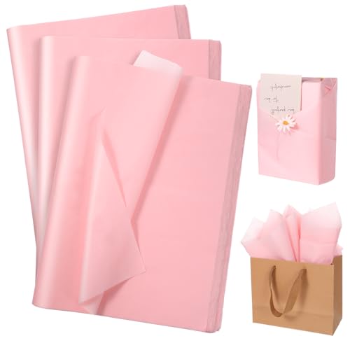500 Sheets Pink Tissue Paper for Gift Bags 20x14 Inches Gift Wrapping Tissue Paper Bulk for DIY Art Crafts Weddings Birthday Valentines Party Decor (Light Pink)