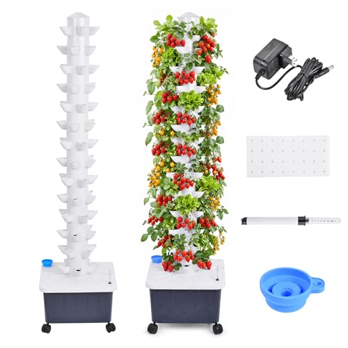 Hydroponic Growing System Tower,14 Layered Hydroponic Tower 70 Slots Vegetable