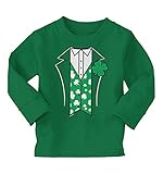 Leprechaun Suit - Four Leaf Clover Long Sleeve Toddler Cotton Jersey Shirt (Kelly, 3T)