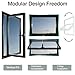 Bathroom Window Privacy, Frosted Tempered Glass 360° Rotating Window, Aluminum Alloy Ventilation Window for Basement, Shower, Shed, Garage, Toilet Waterproof & Rustproof(Black,33x33inch (WxH))