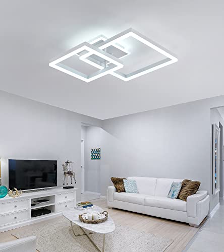 Meixisue Modern Led Square Dimmable Ceiling Light Fixture With Remote White Acrylic Metal Flush Mount Chandelier Ceiling Lighting For Living Room Dining Room Bedroom #TOP4