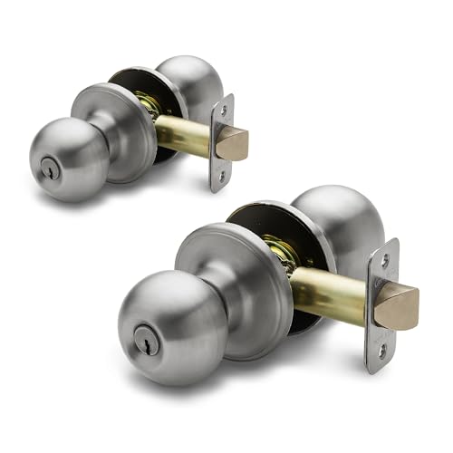 Copper Creek Colonial Entry Door Knob &ndash; Keyed Entry Handle with Lock and Key, ANSI Grade...