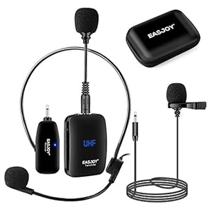 Draadloze headset, lavalier-microfoonsysteem, opsteekmicrofoon, staande microfoon, draadloze microfoons met opberghoes, voor smartphone, computer, camera, spraakversterker, interview, vlogging