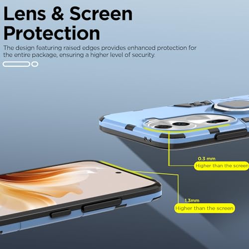 Image of Pikkme Oppo Reno 11 Pro 5G Back Cover | D5 Tough Armor Bumper | 360 Protection Case | Ring Holder Stand Case for Oppo Reno 11 Pro 5G (Blue)