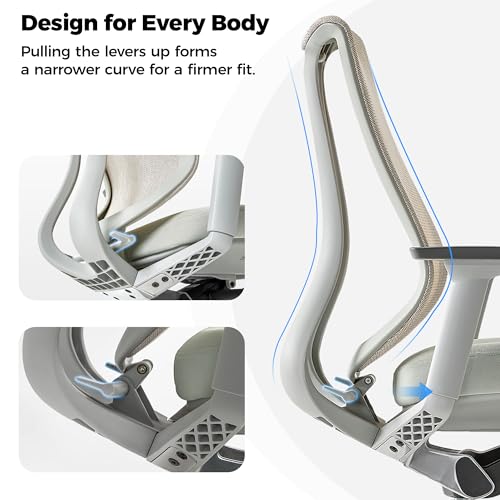 Image of EUREKA ERGONOMIC Lira Office Chair with Headrest, Ergonomic Desk Chair with 3D Armrests, Adjustable Seat Depth, Breathable Mesh Computer Chair with Lumbar Support for Home Office(Grey)