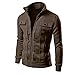 Ymosrh Men's Fashion Winter Raincoat & Flannel Coat - Loose Satin Jacket with Stand Collar, Button Decorated, Golf Vests, Large & XXL Available (L, Coffee)