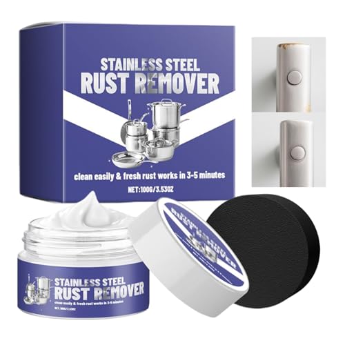 Krmoau Eliminador de óxido de acero inoxidable, limpiador para hierro, grasa y arañazos, quitamanchas y manchas, para parrillas, enjuagues, herramientas, muebles, nevera, cocina, horno