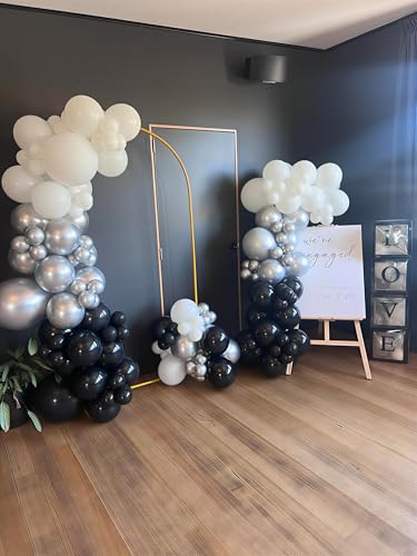 60Pcs Black and Silver Balloons, 12Inch Black and White Balloons with Silver Confetti Balloons for Baby Shower Wedding Graduation Birthday Party Decorations — view 5
