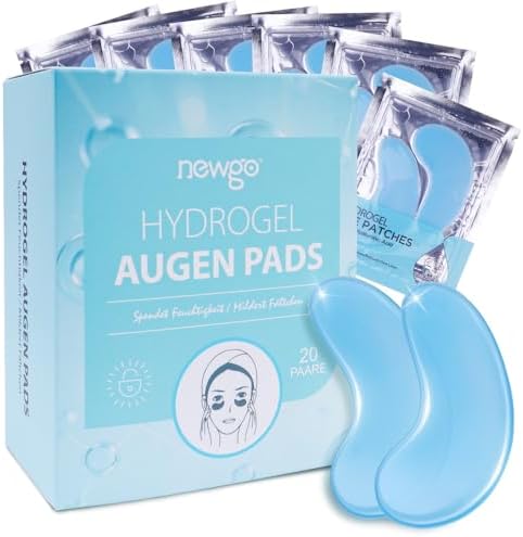 NEWGO 20 Paar Augenpads Eye Mask Hyaluronsäure Kollagen mit Hyaluron, Vitamin E- gegen Augenringe Tränensäcke Falten Dunkle Kreise & Puffiness (Blau)