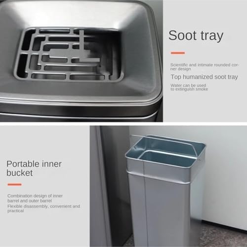 Outdoor Stainless Steel Trash Can & Ashtray, Vertical Metal Design, Floor Standing Garbage Bin for Patios, Gardens & Parks - Durable Brown Outdoor Waste Container