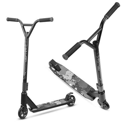 MEE GOO Pro Freestyle - Patinete de acrobacias con ruedas de aleación de aluminio, soporte de hasta 220 libras para rodamientos intermedios y principiantes ABEC-10 (blanco)
