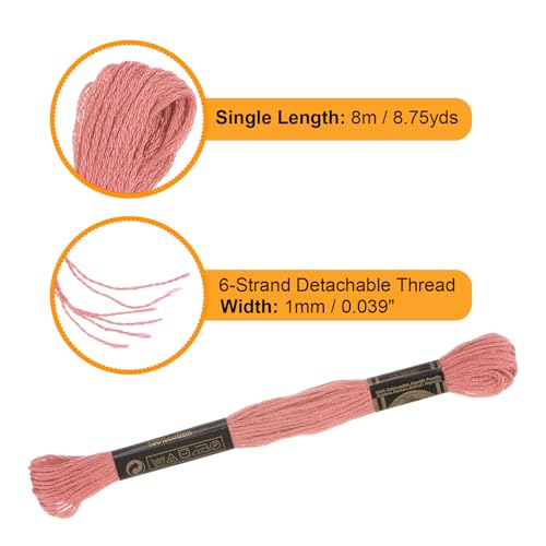 Image of HARFINGTON 12 Skeins Embroidery Floss 8.75yds(8m) Egyptian Long-Staple Cotton Cross Stitch Thread for Sewing DIY Bracelet Yarn String and Crafts, Tea Rose(6021)