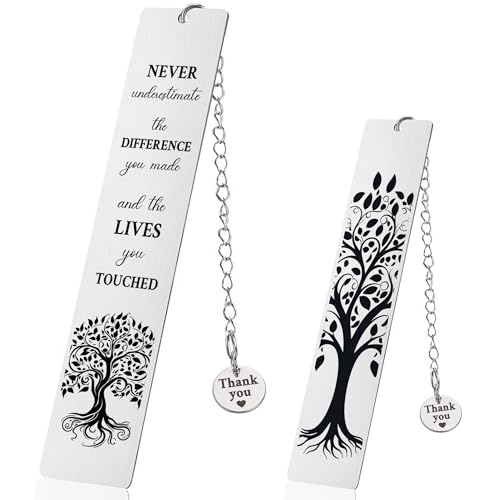 Inspirational Bookmark Gifts for Women Men - Metal Thank You Bookmarks with Never Underestimate The Difference Quote, Leaving Present for Colleagues Teacher Employees