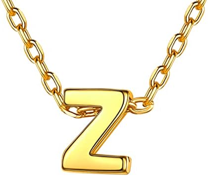 Silvora Sterling Silver Letter Pendant Necklace, Woman 18K Gold Tiny Initials Jewelry Delicate Gift Packaging