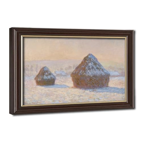 Impressions sur toile Claude Monet Wheatstacks 1891 cadre suspendre salon 20x30 cm