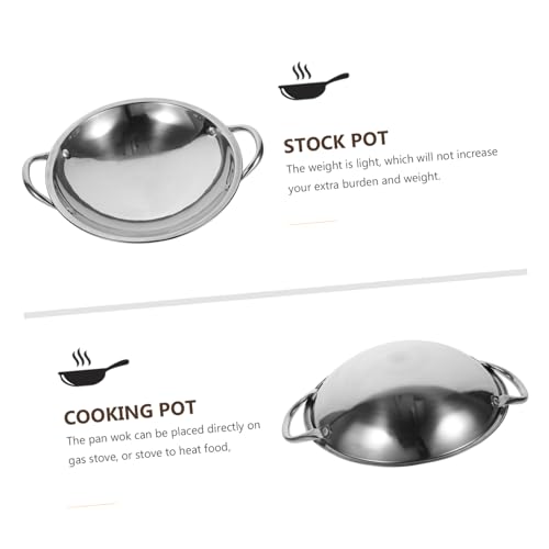 Wok de acero inoxidable con fondo redondo y tapa miniatura 3