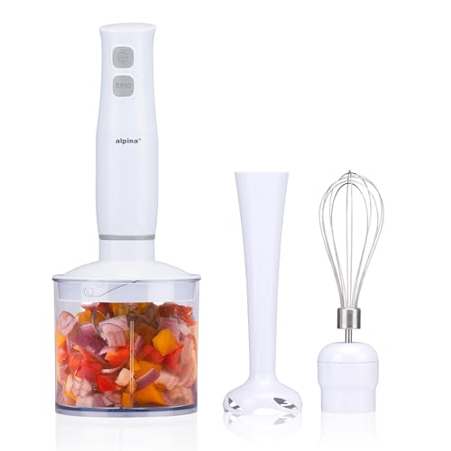 alpina Set Frullatore a Immersione - Tritatutto da Cucina Elettrico - Hand Blender Frusta - Mixer Cucina 400 W - Bianco