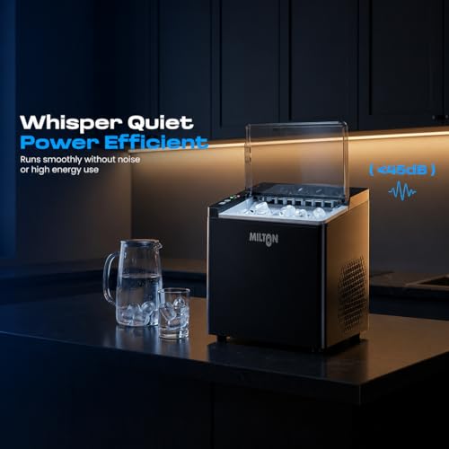 Image of Milton Ice Maker Machine 1.5L | 9 Bullet Ice Cubes in 6-8 Mins | 12Kg /24Hrs | 2 Size ice cubes | Portable Countertop Ice Maker for Home, Kitchen, Office & Parties | Black (1 year warranty)