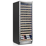 Tylza Upgraded 154 Bottles Wine Cooler Refrigerator, 24 Inch Tall Wine Fridge Built-in or Freestanding with Professional Compressor, Low Noise Fast Cooling and Intelligent Temperature Memory