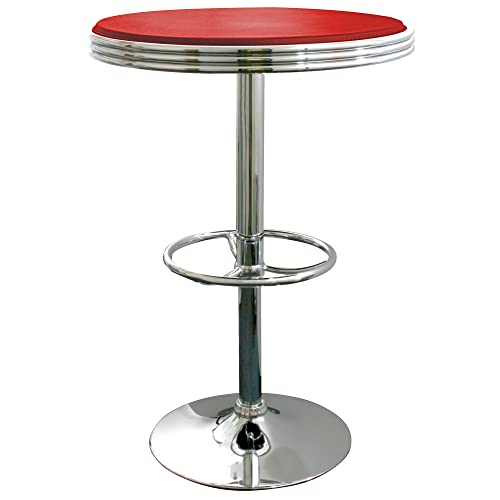 Buffalo Tools AmeriHome Soda Fountain Style Height Adjustable Home Kitchen Dining Pub Room Bar Table Red