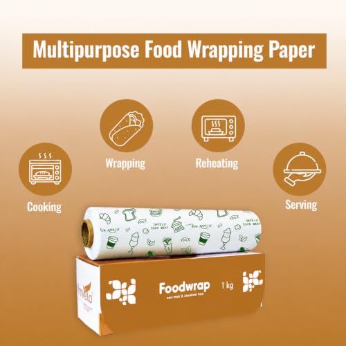 Image of Food Wrapping Paper Roll 1Kg - Non Stick, Oil Proof Butter Paper Roll, Reheatable Foil Paper for Food Wrap, Chapati, Roti Wrap, Sandwiches & More, Wrapping Paper for Food