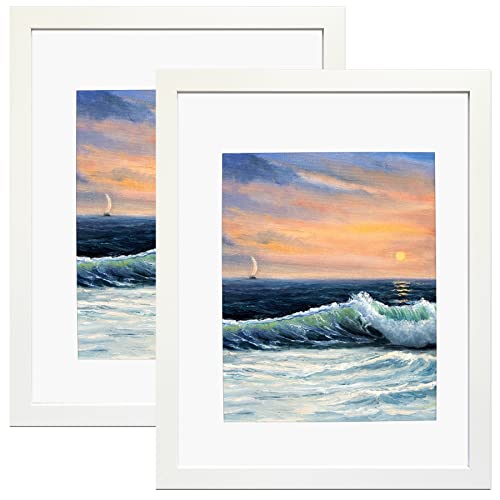 Image of LUCKYLIFE 16x20 Picture Frames White Poster Frame, Display 11x14 with Mat or 16x20 without Mat, Wall Photo Frame, Pack of 2