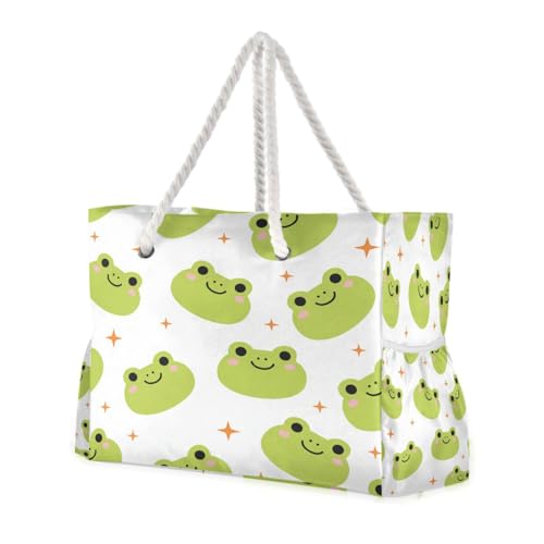 Grand sac de plage avec poches et zip motif grenouille pour le sport