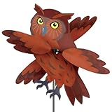 Whirligig Spinner Brown Owl 17' – Majestic Bird-Themed Design, Weather-Resistant Outdoor Decor, Durable & Lightweight for Patios, Yards, and Gardens - Eye-Catching Wind Spinner