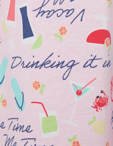 Image of HUE Women's Summer Vacation Pajama Separates, Soft, Whimsical Print Pjs with Tropical Beach Themes, Flip Flops, Cocktails
