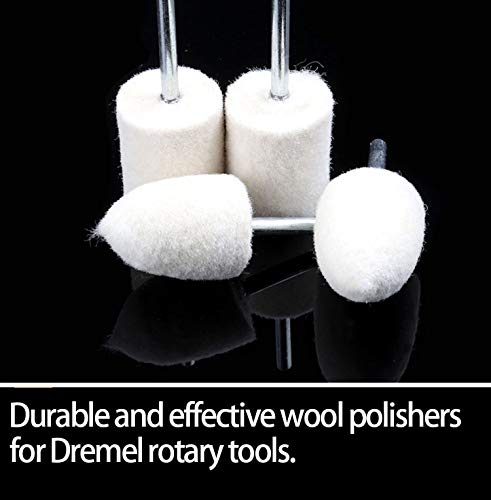 PinCute 24 PCS Wool Felt Mounted Mandrel Set, Polishing Buffing Wheel Bits Grinder Head with One Free Box for Dremel Rotary Tool - 1/8 Inch Shank