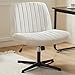 Produktbild Sweetcrispy Criss Cross Stuhl mit Beinen, Armloser Schreibtischstuhl ohne Räder, Drehstuhl Eitelkeitsstuhl, höhenverstellbarer breiter Sitz Arbeitsstuhl, Stoff Modern Home Stuhl,Beige