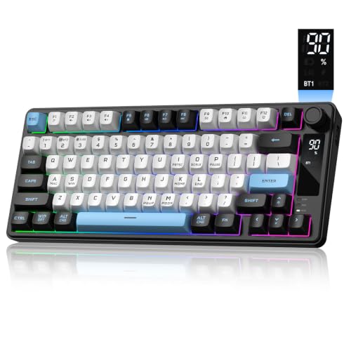 Image of DK75 75% Wireless Gaming Keyboard, RGB Backlit Creamy Keyboard with Media Knob, OLED Screen, Tri-Mode 2.4GHz /USB-C /BT5.0, Anti-Ghosting No-Conflict Silent Membrane Keyboard for MAC Windows