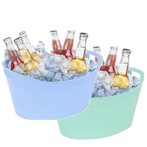 Almineez Set of 2 Premium Plastic Drink Bucket - Beverage Tub with Handles - Perfect for Parties BBQs Outdoor Events - Cooling Bottles Cans of Beer or Soft Drinks (24L - 24 Litre)