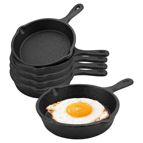KEJJNYER 4 Inch Mini Cast Iron Skillet Set of 6, Black Small Cast Iron Skillet, Nonstick Small Frying Pan for Indoor and Outdoor Restaurant Kitchen Cover