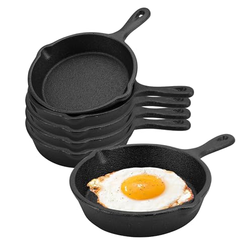 KEJJNYER 4 Inch Mini Cast Iron Skillet Black Set of 6