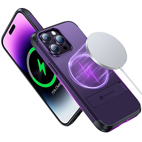 VICMARS for iPhone 14 Pro Max Case Magsafe with Stand, Invisible Magnetic 3-Layer Shockproof [2X Military Drop Protection] Sturdy Phone Case for iPhone 14 Pro Max Cover 6.7
