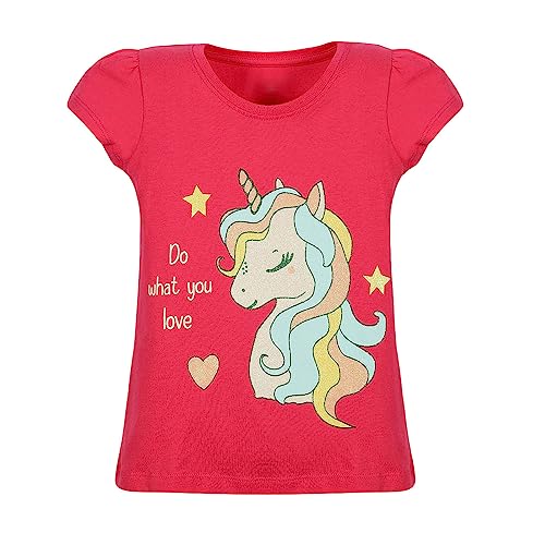 Image of Hopscotch Girls Cotton Graphic Print T-Shirt And Short Set in Coral Color