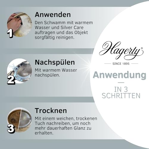Hagerty Silver Care Silber Paste 185 g I Effiziente Polierpaste zur Reinigung & Pflege von Silber & versilbertem Metall I Silberputzmittel für angelaufene Silberwaren Teller Tabletts I inkl Schwamm
