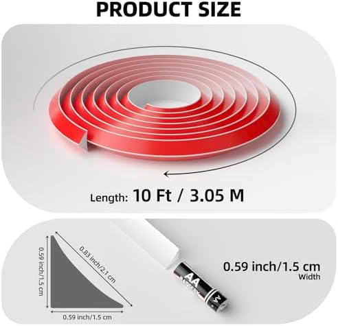 JSIWOTH 10Ft Quarter Round Trim L-Shaped Bendable Silicone, White - 3